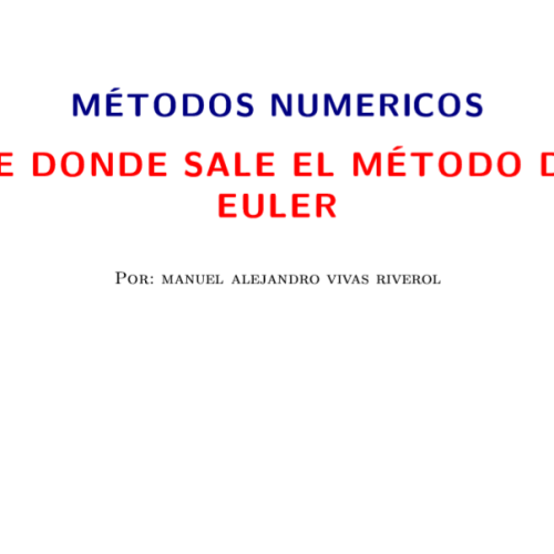 De Donde Sale el Metodo de Euler