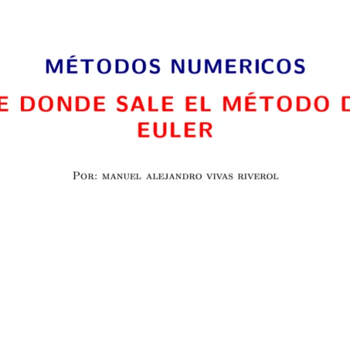 De Donde Sale el Metodo de Euler