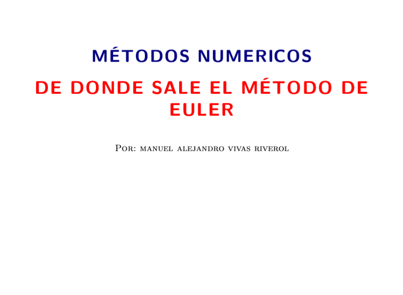 De Donde Sale el Metodo de Euler